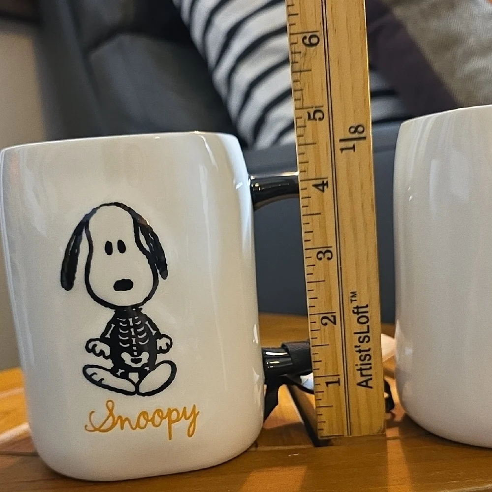 Rae Dunn Snoopy Skeleton Coffee Tea Mug - Cream and Black so stinking cute